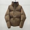 High Street Stand Collar Cotton Puffer Jacket Couples Loose Fit Winter Warm Thick Coat Solid Color Casual Outerwear
