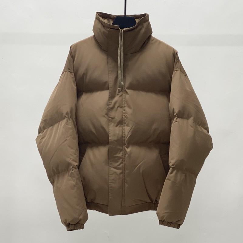 High Street Stand Collar Cotton Puffer Jacket Couples Loose Fit Winter Warm Thick Coat Solid Color Casual Outerwear