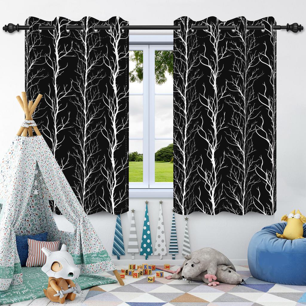 2Pcs Blackout Curtains Fresh Flowers Plants Leaf Bedroom Living Room Darkening Thermal Insulated Grommet Window Curtain Drape