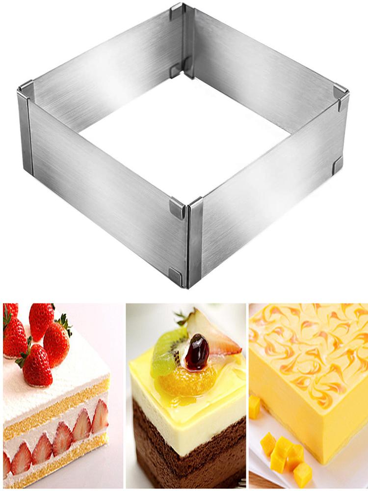 New Stainless Steel Adjustable Square Pastry Mousse Dessert Cake Mold Baking Tool Cake Decorating Tools Convenience Kitchen