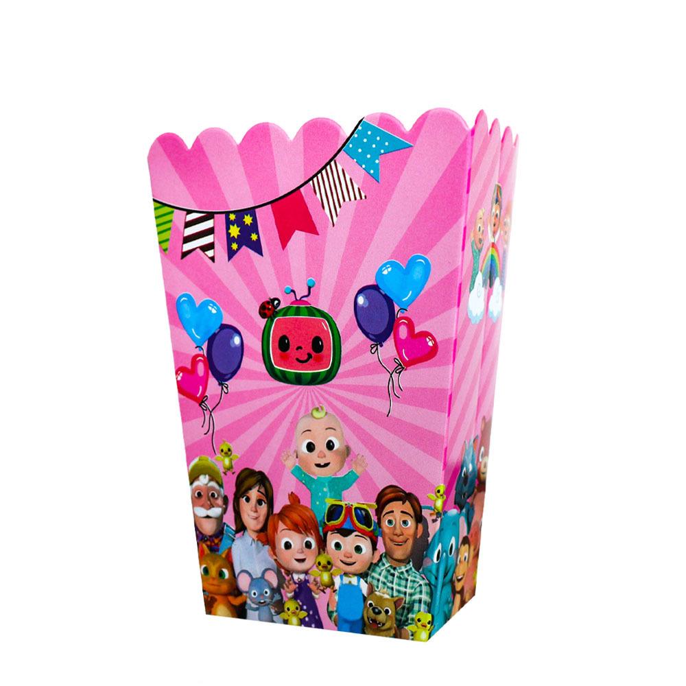 Cocomelon Pink Party Pack: Paper Plates, Cups, Tablecloth, Flags, Candy Boxes - Disposable Tableware Set for Parties
