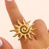 Vintage Sun Stainless Steel Rings for Women Exaggerated Gold Color Sunflower Ring Fashion Statement Jewelry Accessories Gift