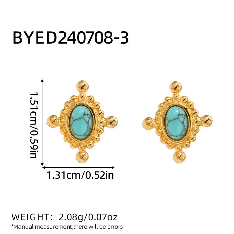 

Fashion Sunflower Natural Stone Stud Earrings for Women Stainless Steel Round Ear Rings Zircon Gift for Women Wholesale