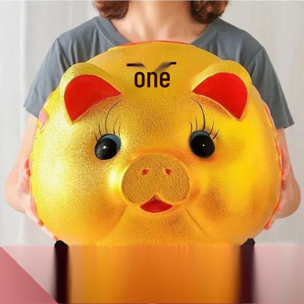 2025 Cartoon Golden Pig Ceramic Piggy Bank - Universal Coin & Paper Money Holder for Kids