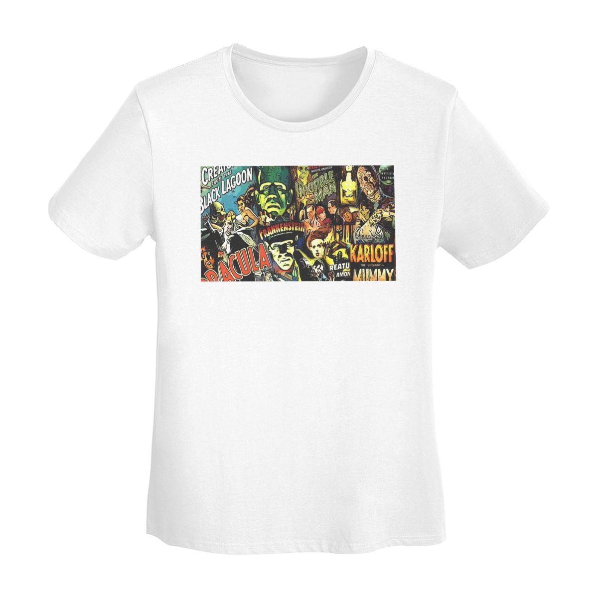 

Horror Cult Universal Monsters Movies TShirt Women Short Sleeve T Shirts ONeck Clothes Cotton Summer Tees Streetwear S