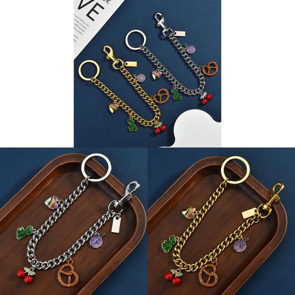 Summer Rainbow Heart Keychain With Dinosaur Pendant For Casual Bag Decor