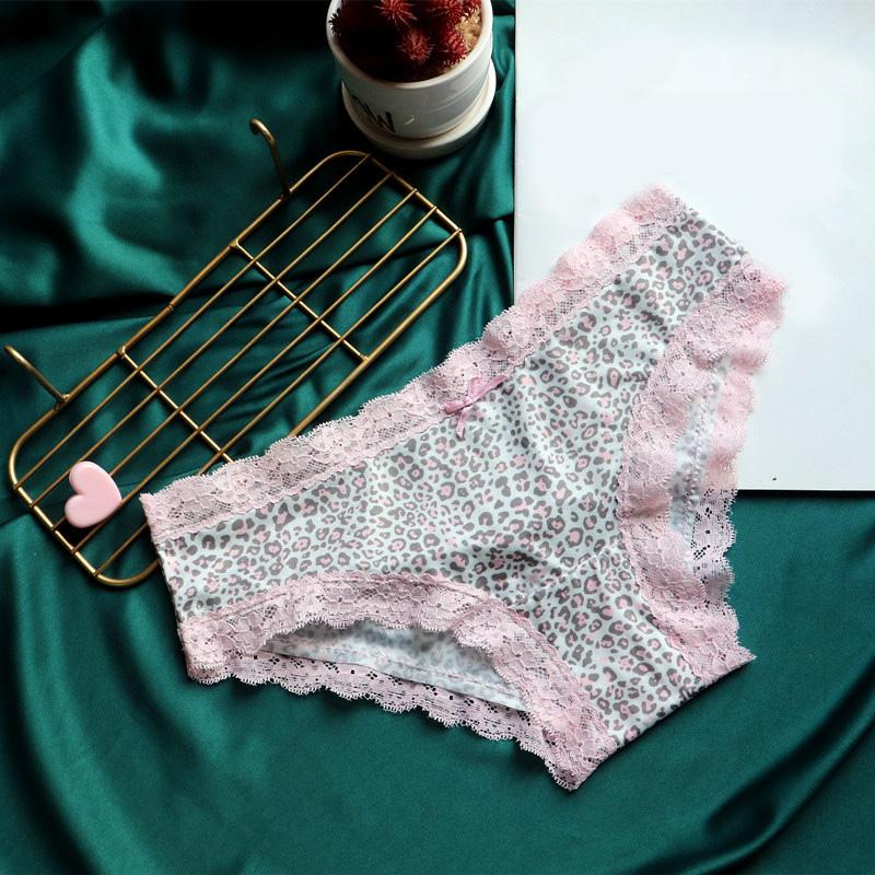 Dámské kalhotky Sexy krajkové nízké leopardí pohodlné spodní prádlo 160