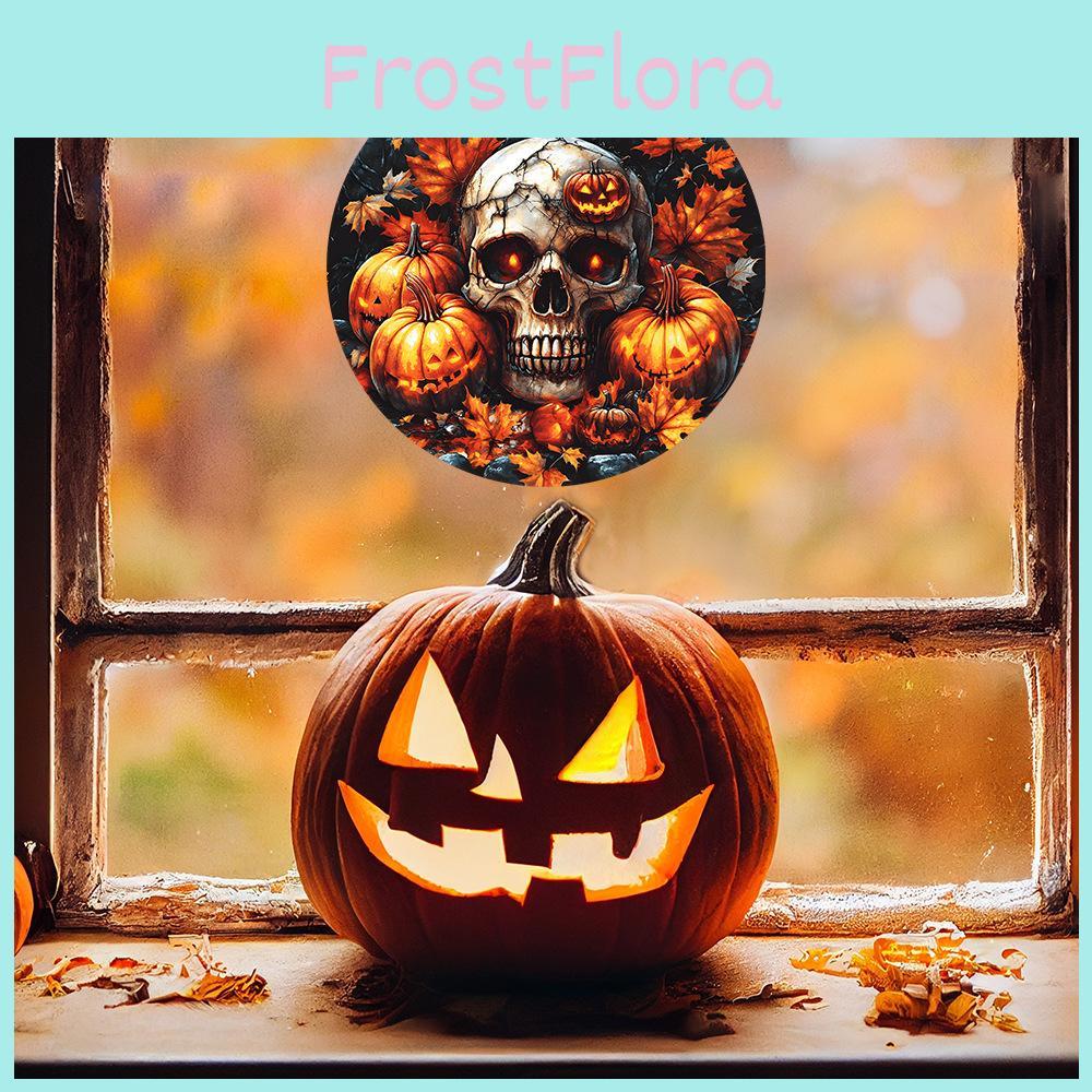 Pumpkin Skull Halloween Uv Electrostatic Glass Showcase Home Decor Stickers