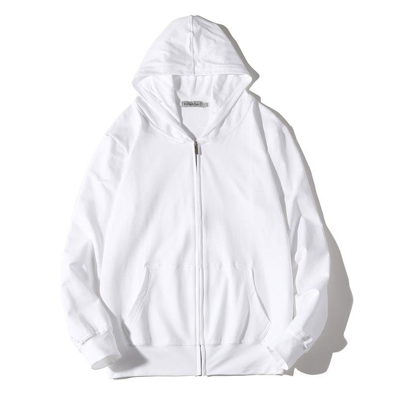 

Белый кардиган-толстовка женский с капюшоном тонкий свободный на молнии летняя рубашка для защиты от солнца для помещений с кондиционером спортивная повседневная куртка White L
