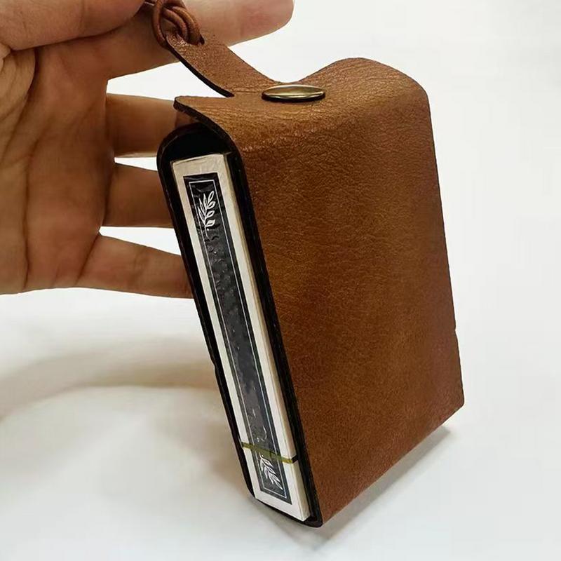 Folding Cribbage Board Game Set Fun Table Game with Wooden Board Faux Leather Case Classic Cribbage Game with Full Deck of Cards