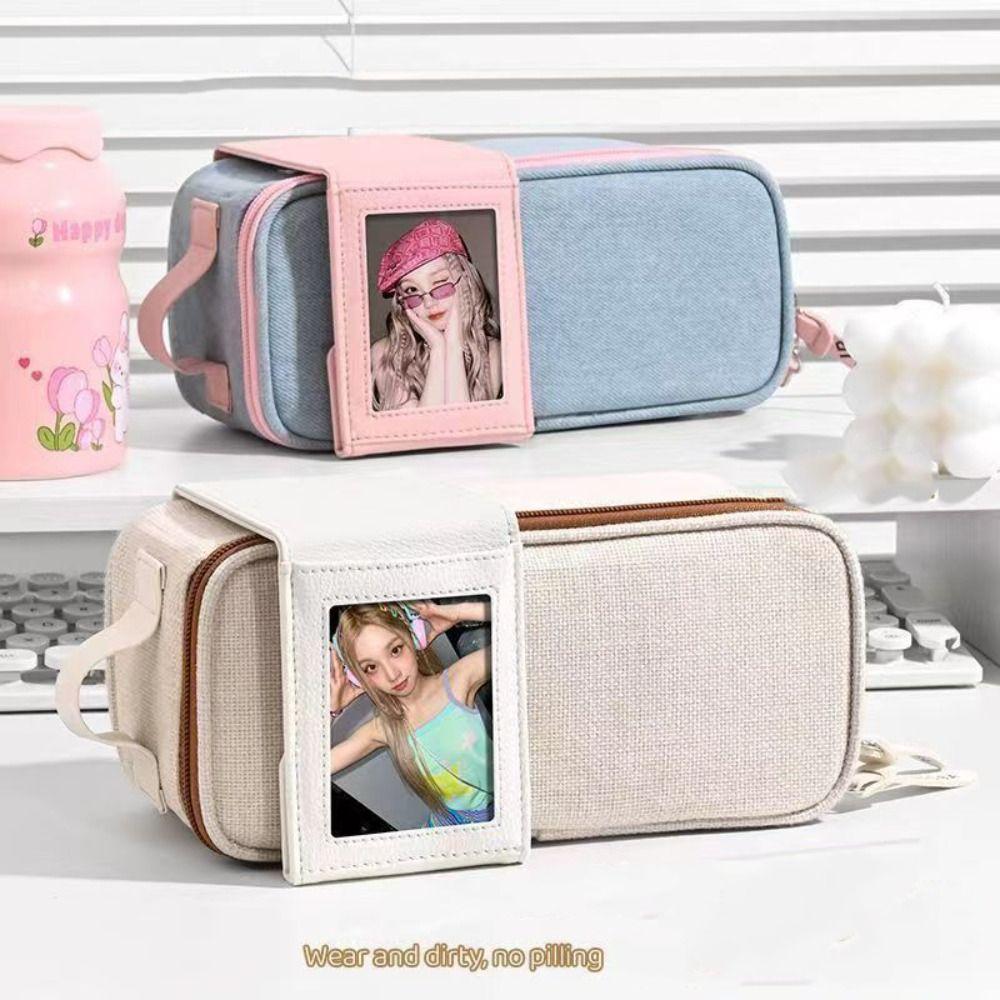 Solid Color Large Capacity Pencil Case Simplicity Design Pen Organizer Scrapbook Storage