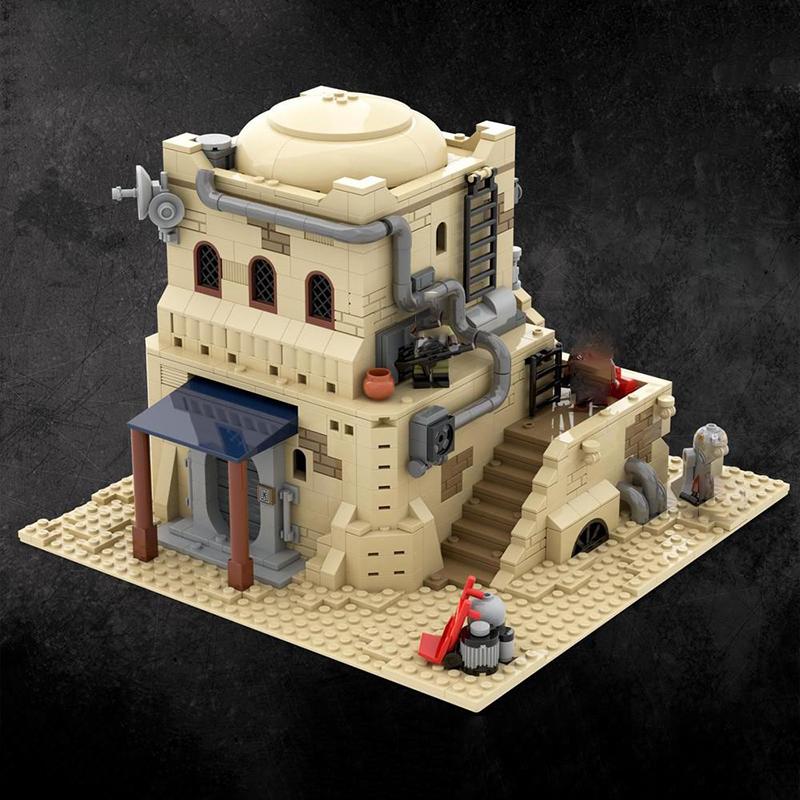 32 Plamki Moc-123177 Małe Klocki Budowlane Pustynna Baza Model Domu Klocki Budowlane Scena Filmowa Zabawki Montaż DIY