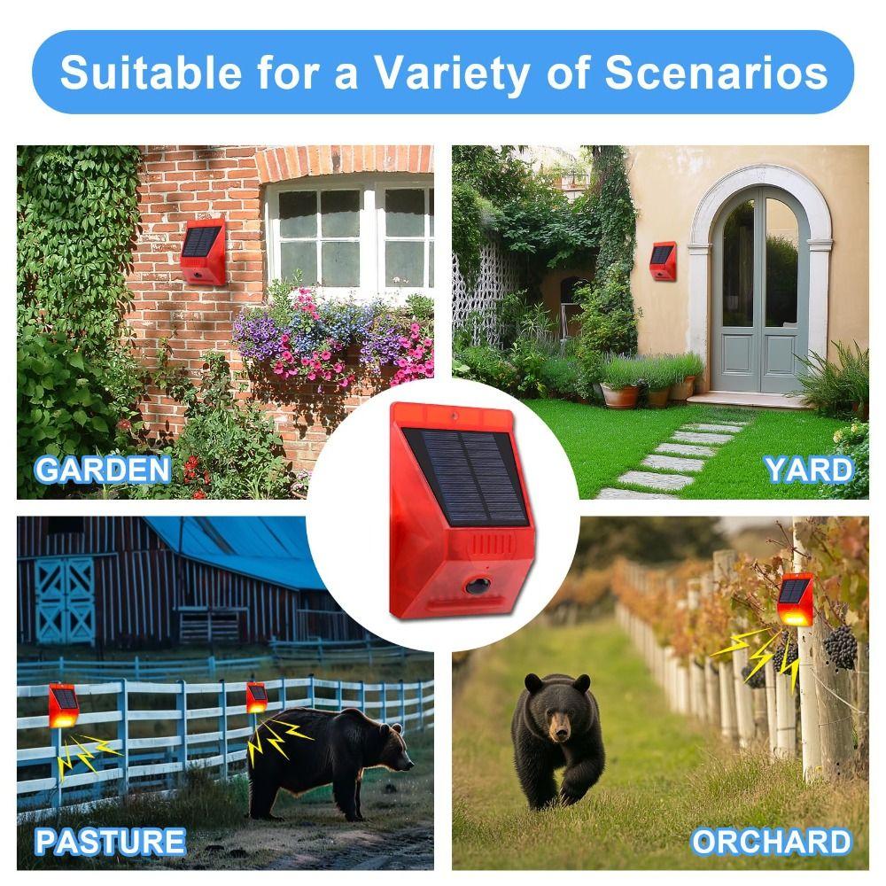 Waterproof Solar Alarm Rechargeable Solar Charging Alarm Solar Lamps  Home Security
