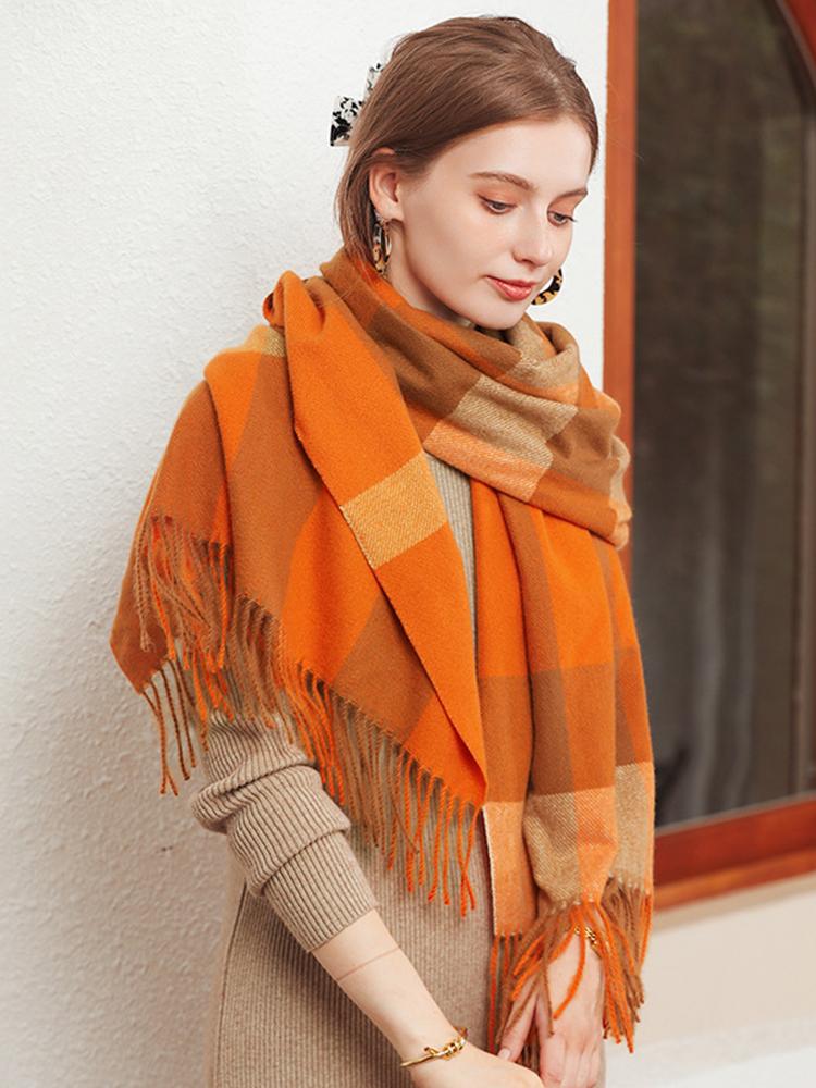 New Imitation Cashmere Women Scarf Winter Preppy Style Plaid Fringed Warm Scarve Pashmina Mujer Femme Foulard Bufanda Wrap Shawl