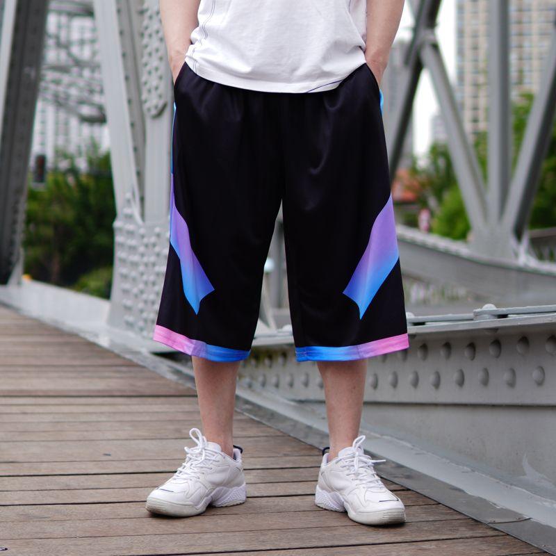 

Summer Men Ice Silk Fitness plus Size Fashion Basketball Shorts j2403 black and blue 3XL