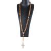 Religion Rosary Prayer Necklace for Men Women Wooden Beads Jesus Cross Pendant Religious Jewelry First Communion Gift