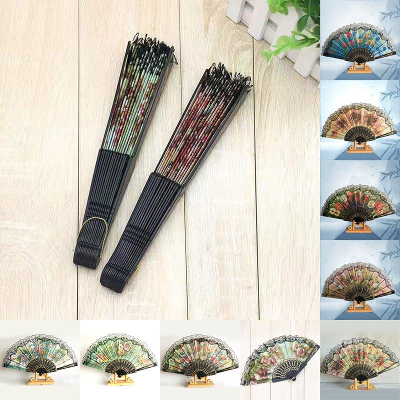 

1 шт., домашний декор, винтажный веер с цветком, пейзаж, китайский испанский стиль, кружево, шелк, складной веер для танцев