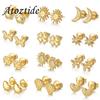 Atoztide New Multiple Styles Gold Color Earrings for Women Girl Stainless Steel Heart Star Shell Stud Earring Daily Jewelry Gift