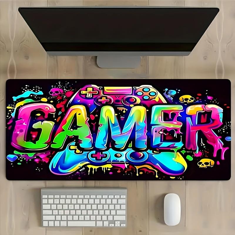 Colorful game console Desk Mat Large Gaming Mouse Pad Nonslip Rubber Base Stitched Edge Keyboard Pads PC Table for Office Decor