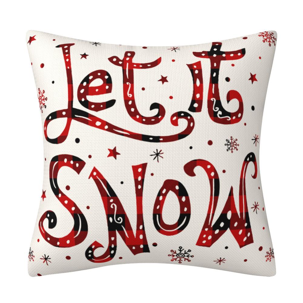 New Christmas Festive Red Plaid Snowman Pillow Case Linen Cushion Cover Sofa Pillow Case