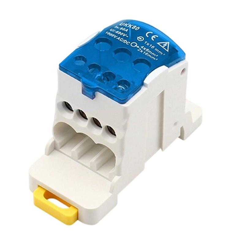 DIN Rail Mount Junction Box Terminals Block Brass Contacts Plastic Housing Industrial Electrical Distribution Solution