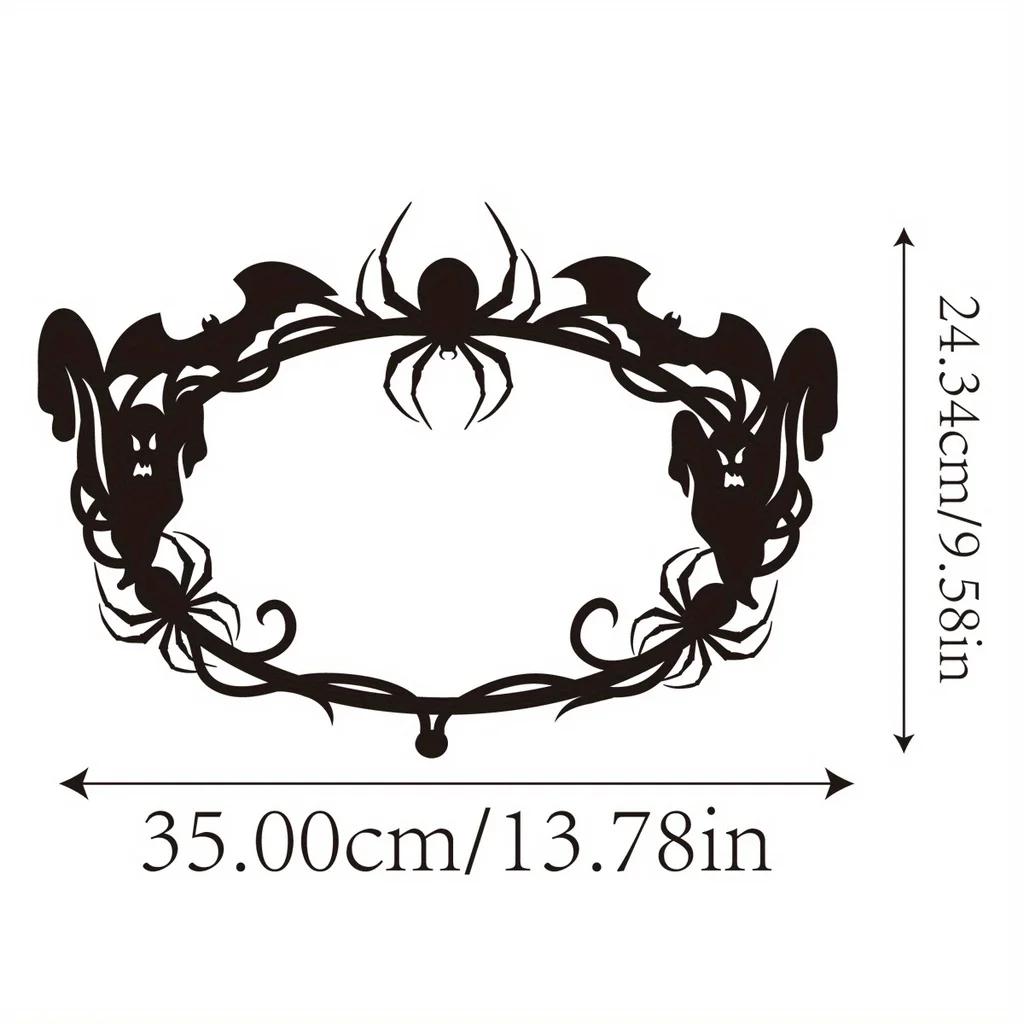 

1 шт. Металлический венок для украшения на Хэллоуин, рамка с пауком, летучей мышью и привидением | Жуткий декор двери для Дня мертвых и празднования Хэллоуина светло-серый