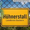 2D Flat, 12"x8" Rustic Vintage Aluminium Metal Chicken Coop Wall Sign - "Landkreis Gackern" German Text & "Hühnerstall" Design, Weather-Resistant