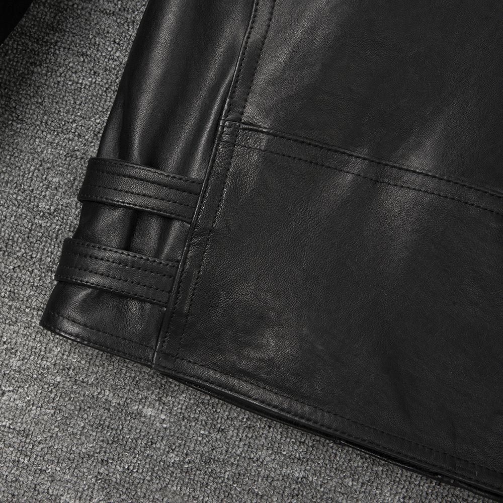 Motorcycle Style Jackets Natural Tanned Sheepskin Soft Genuine Leather Jacket Men Black Moto Biker Skin Coat Spring Autumn