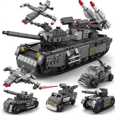 Military Tank 648pcs 6in1 Building Blocks Set Truck Plane Army Bricks City Construction Toy For Children Kids Game