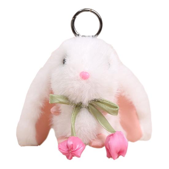 Tulip Lop-Eared Rabbit Doll Pendant Plush Keychain Soft Skin-Friendly Cute Bunny Bag Charm