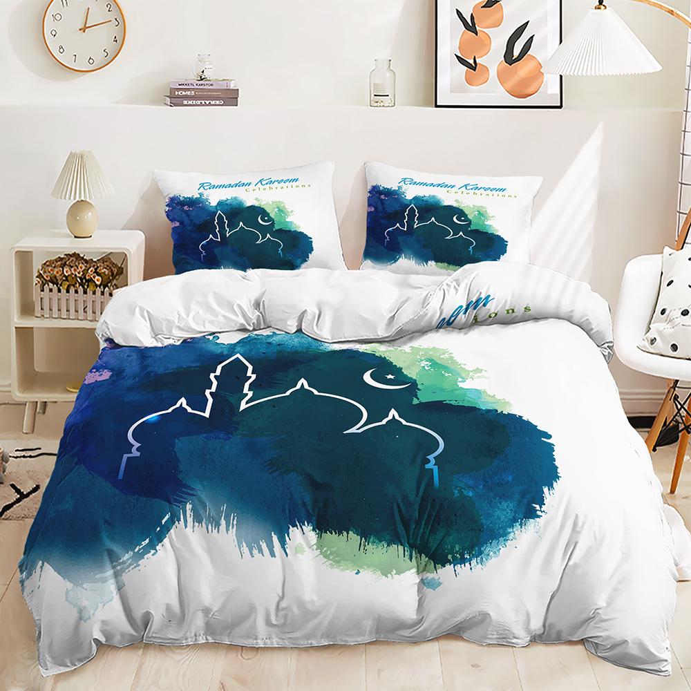 Stars and Moon Duvet Cover Twin King Muslim Ramadan Festival Bedding Set Microfiber Lamp Comforter Cover for Teen Adult Decor