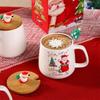 Festliches Weihnachten Xmas Thema Keramikbecher Tasse Set mit Deckel und Löffel - 2025 Weihnachtsgeschenkbox Tasse für Kaffee Milch Tee Frühstück