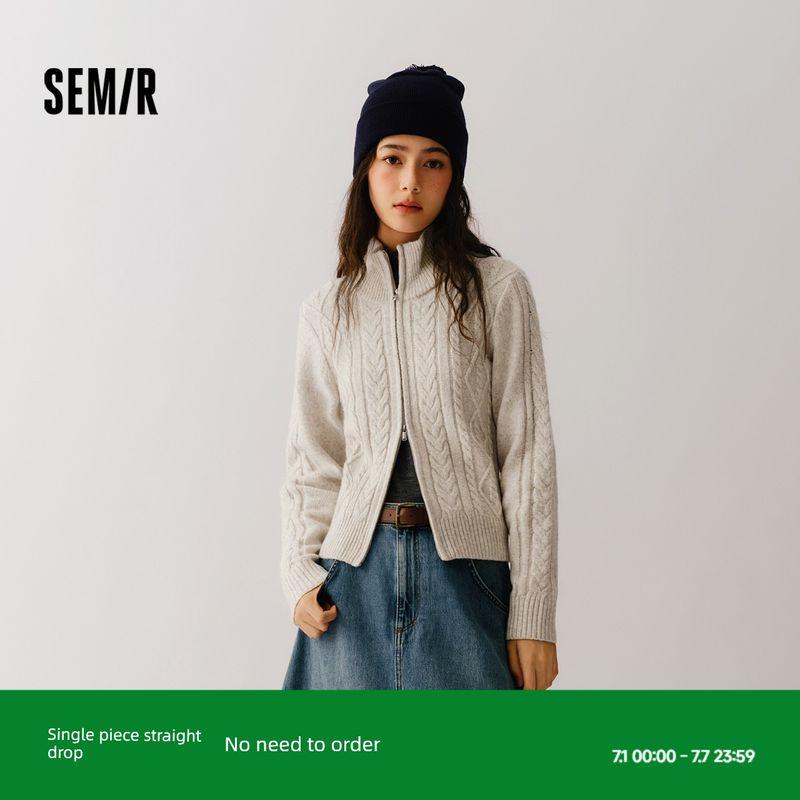 

Senma Knitting Cardigan Women s Silm Shoulder Gentle Style 2024 New Arrival Winter Turtleneck Twisted Clothes Slim Looking Casual [Chen Duling Same] White 00411 175/96A/XXL