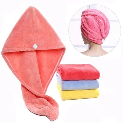 Triangle Button Soft Skin - Friendly Quick - Dry Drying Hat Long Hair Microfiber Bath Towel for Dry Hair, Gift for Mom Wife