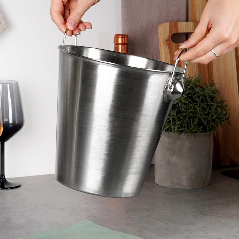 Large Ice Bucket for Ice Bottles of Champagne, Wine, Alcohol, Vodka, Steel