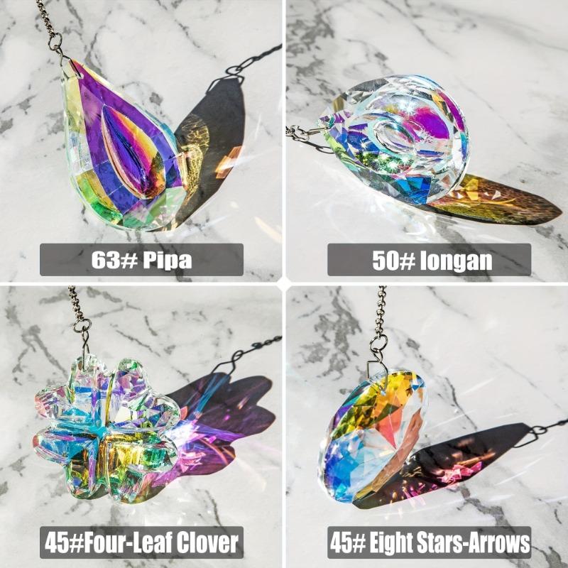 4PCS Glass Suncatcher Prisms, Rainbow Maker Hanging Window Ornaments for Balcony, Wedding, Christmas, Garden, Patio, Wall Decor, Birthday Present