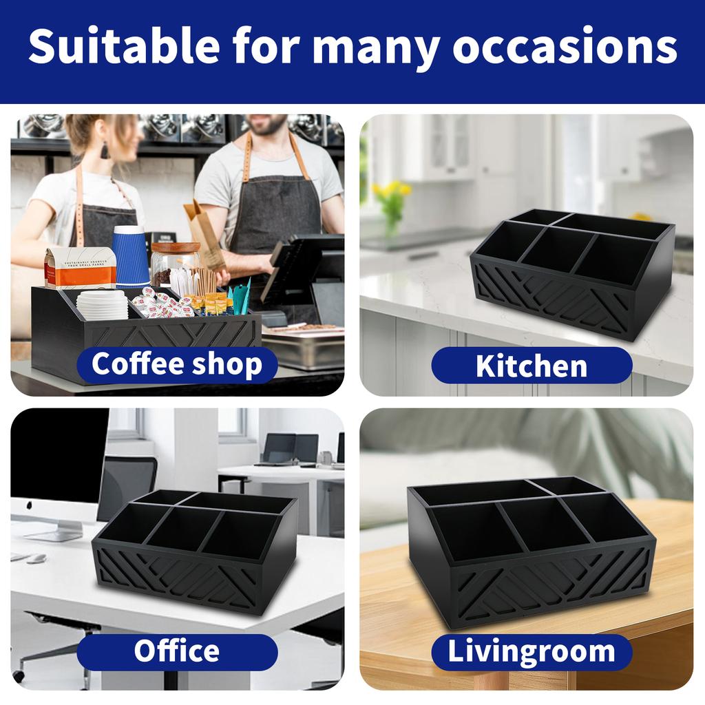 Wooden Tea Bag Storage Box Cutlery Flatware Organizer Box Easy To Clean Cutlery Flatware Organizer Box for Cups Spoons Forks