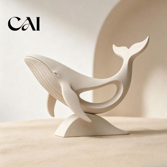 Modern Interior Decor Minimalist Hollow Whale Figurine, 3D Printed Matte Animal Sculpture for Artistic Desktop Decoration Home Office Desk Decor,