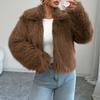 Elegant Women's Autumn and Winter Temperament Plush Long-sleeved Loose Warm Coat Jacket