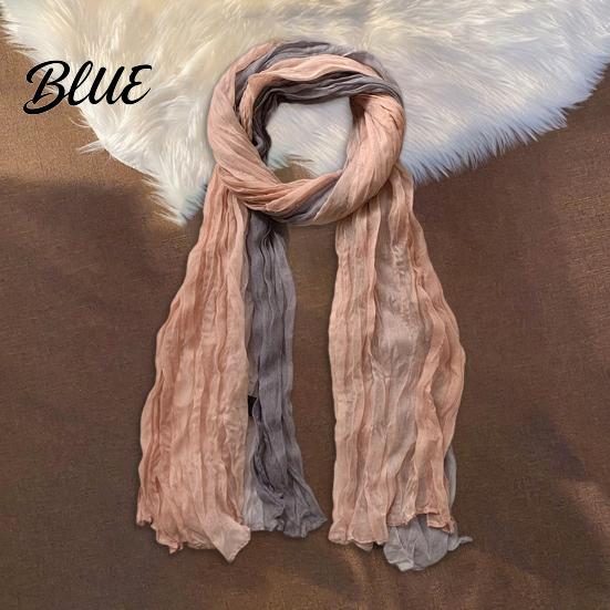 Unisex Fashion Shawl Neck Wrap Pleated Warm Gradient Design Scarf Two-Color Bow Tie Cold Weather