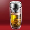 Double-Layer Glass Teacup: Men's Drop-Proof, Heat-Insulating, Large Capacity (500ml), Goose Egg Shape, Thickened for Car Use