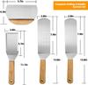 Stainless Steel Square Head Steak Cooking Spatula Wood Handle Pizza Shovel Pancake Beef Turner Scraper BBQ Utensils for Kitchen