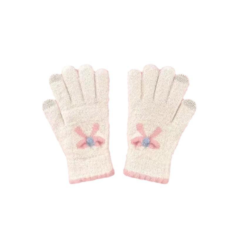 Women's Wool Touchscreen Gloves with Bow – Cute and Warm for Autumn and Winter Riding