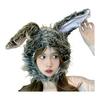 [Kasameidou] Rabbit Headgear, Rabbit Hat, Gray Rabbit, Rabbit, Long Hair, Cap, Animal Hat, Easy To Transform, Cosplay Prop, Christmas, Halloween,