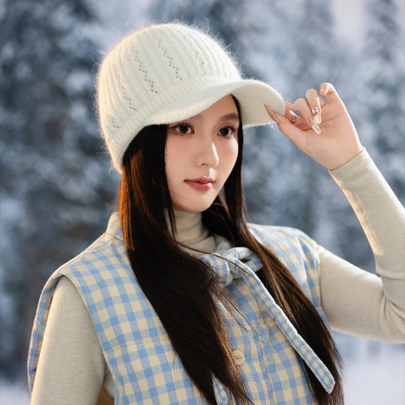 Chapeau d'automne et d'hiver pour femmes, bonnet tricoté épais en polaire, chapeau haut vide, chapeau de sport chaud de mode d'extérieur