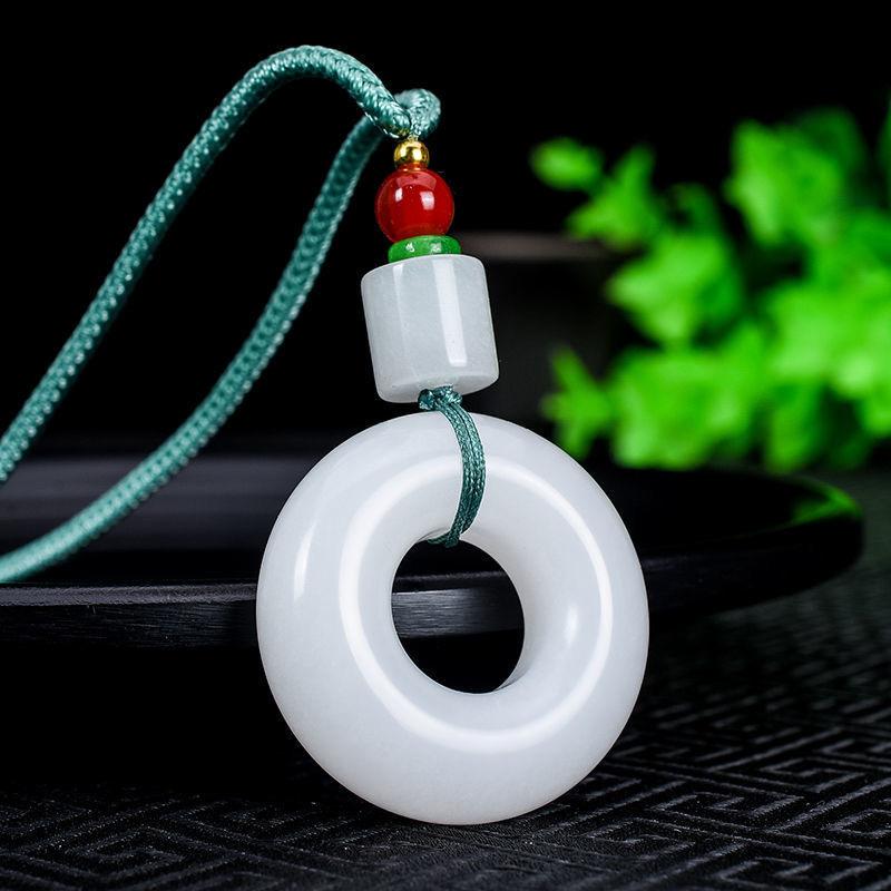 Pendant Ping an Wu Shi Brand Mutton Fat White Ping an Buckle Gourd Necklace