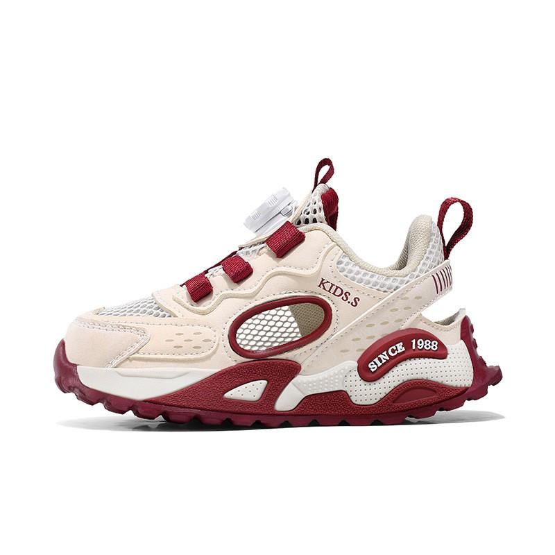 Kids Lightweight Basketball Sneakers Girls Boys Breathable Mesh Running Shoes With Rotating Buckle Closure