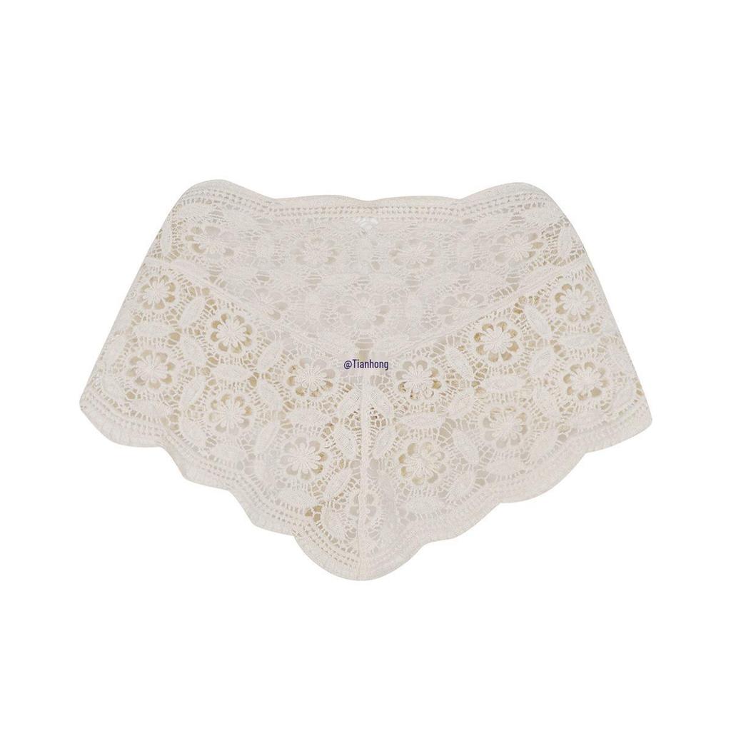Xinbangbang Vintage Lace Crochet Triangle Scarf and Layered Skirt Curtain.