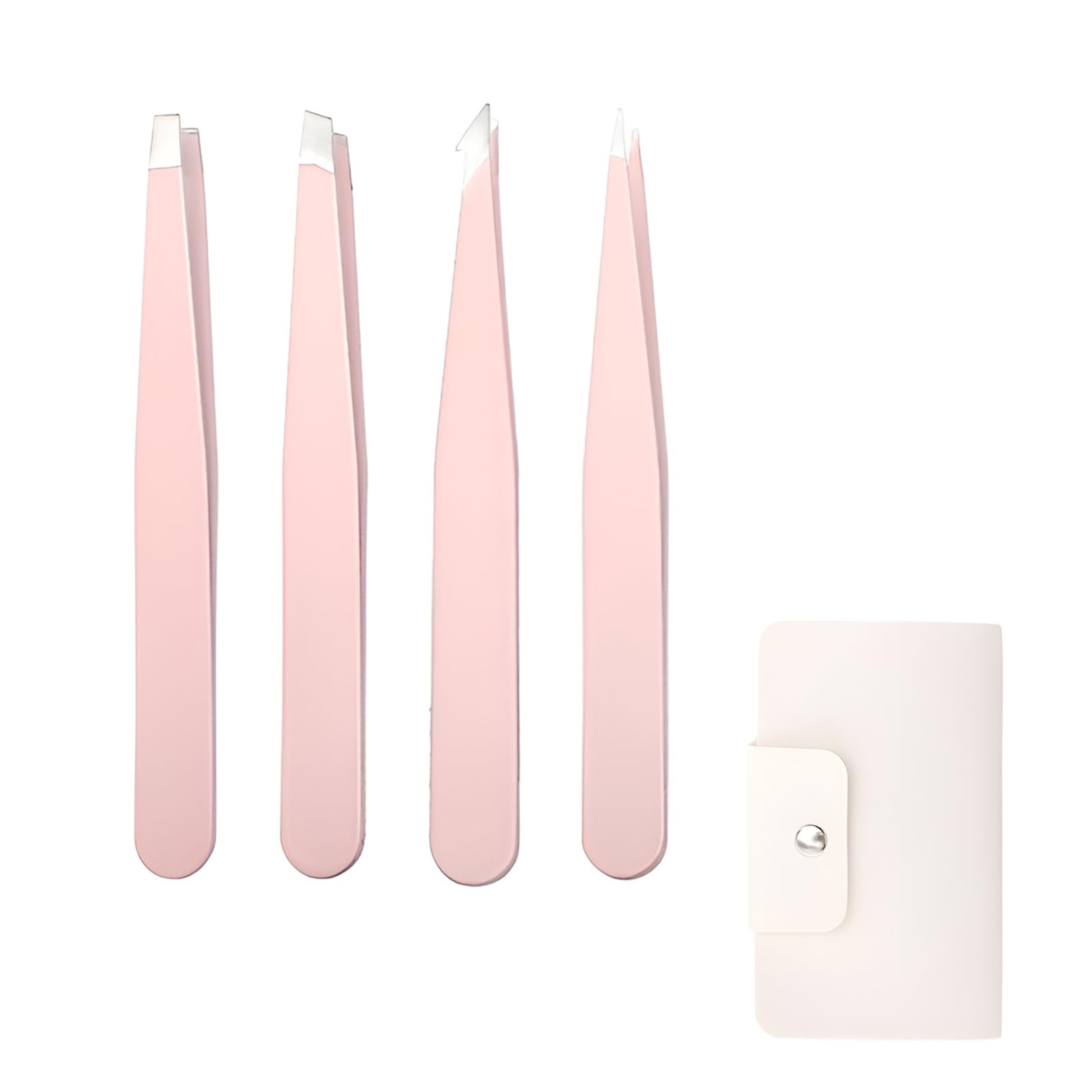 

Pokmil Precision Tweezers for Deep Perfect for Blackhead Ear Nose and Facial Stainless Easy to with Leather Storage Tweezers, 4-Piece Set, Removal, розовый