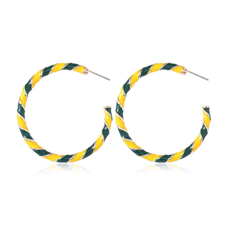 Geometrische Creolen für Damen im europäischen & amerikanischen Stil - Bunte Spiral-Weihnachtsedition yellow